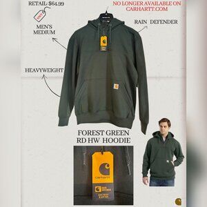 Rain Defender Loose Fit Heavyweight Quarter-Zip Hoodie - NWT Forestry Green